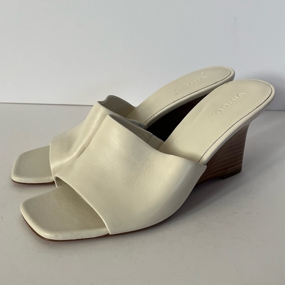 Vince Womens Pia Tan Leather Slide Slip On Wedge Sandals Shoes Size 8.5 - Picture 7 of 8
